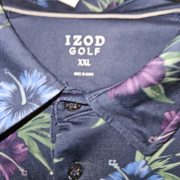Izod Trick Shot Printed Fashion Polo Shirt, Hawaiian Style, Men's XXL - Picture 4 of 12